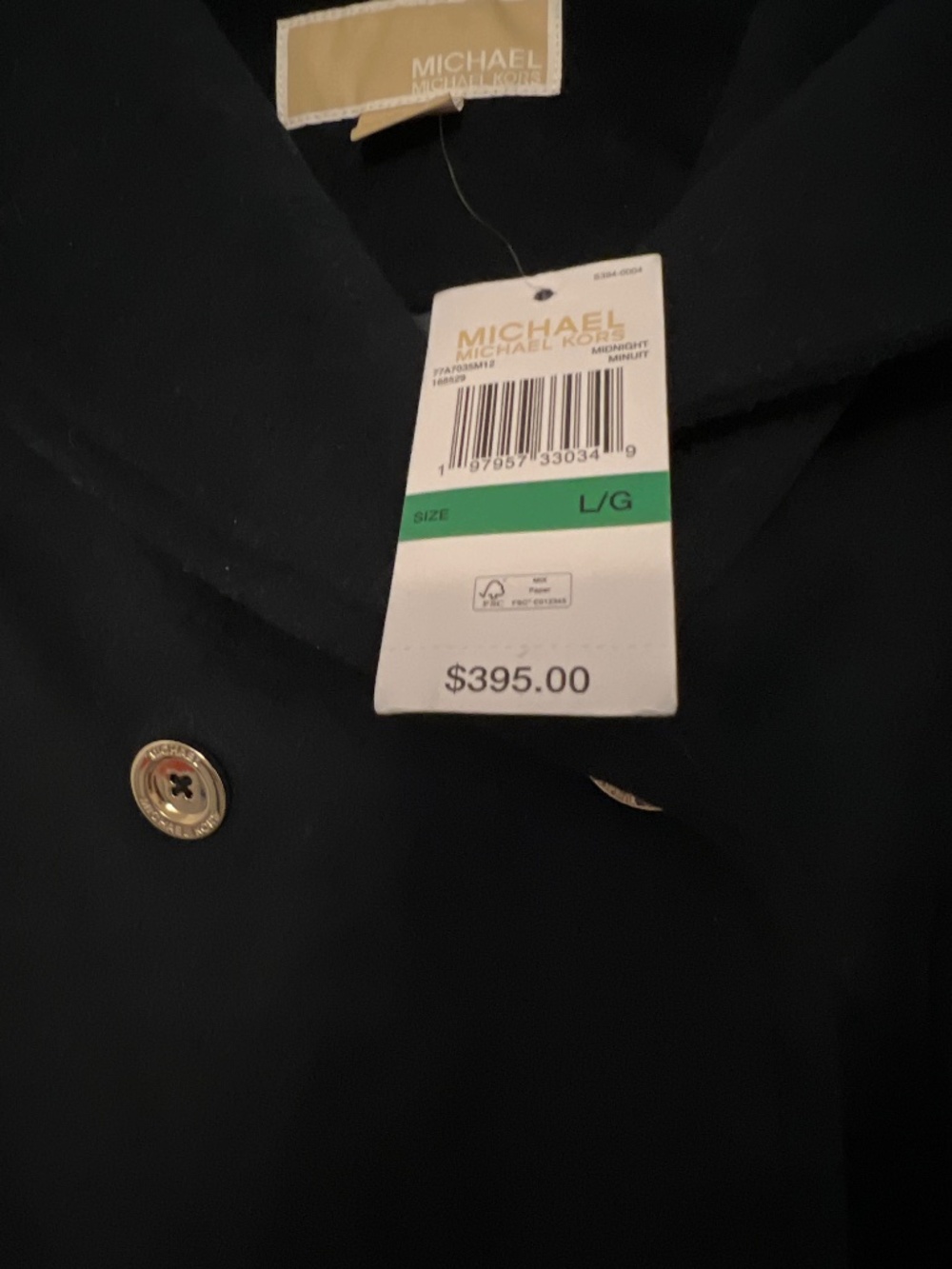 Michael Kors Navy Pea Coat with Black Fur Trim - Picture 4 of 4